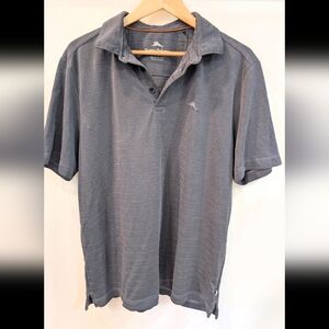 Tommy Bahama Men’s Slate Gray Polo with Subtle Stripes